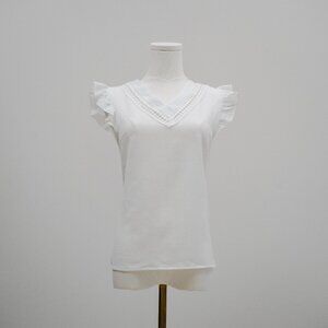 SHEIN White Ruffle Sleeve Top